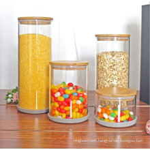 High quality spice metal container food high borosilicate kitchen glass storage jar